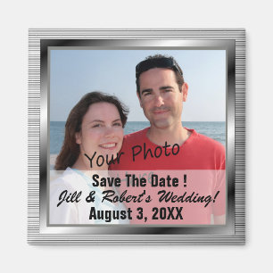 Save The Date Silver Framed Photo Magnets
