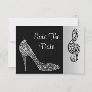 Save The Date Silver Stiletto & Treble Clé de Sol 40e Enregistre