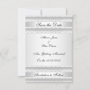 Save the Date Silver White Invitation