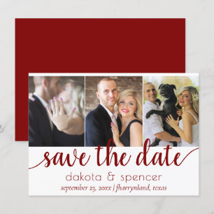 Save The Date Simple 3 Photo - Mariage rouge Crimson classique