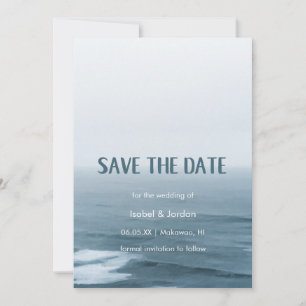 Save The Date Simple Art Waves Beach Wedding Enregistrer la date