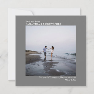 Save The Date Simple Artsy Minimal Carré Photo Grey Mariage