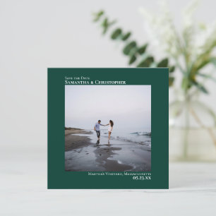 Save The Date Simple Artsy Minimal Photo Emerald Green Mariage