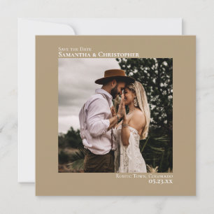 Save The Date Simple Artsy Minimal Photo Mocha Tan Mariage