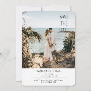 Save The Date Simple Beach Photo Blanc arrondi Enregistrer la da
