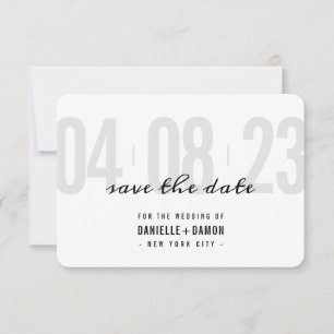 SAVE THE DATE simple block modern pale grey black RSVP Card