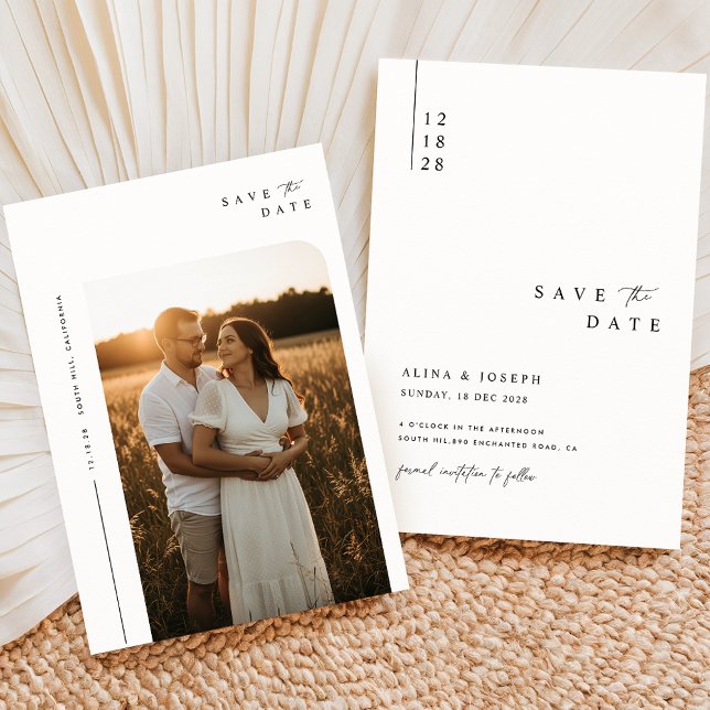 Save The Date Simple Boho Elegant Enregistrer la photo Date (Créateur téléchargé)