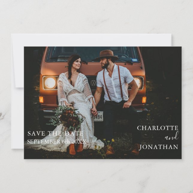 Save The Date Simple Botanique Bohême Terracotta Photo Weddin (Devant)