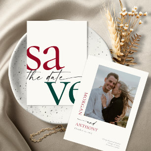 Save The Date Simple Burgundy Chasseur Vert Photo Enregistrer La