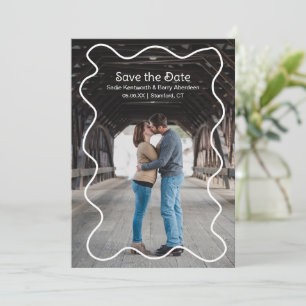 Save The Date Simple Cadre Gribouillé Photo Mariage Moderne