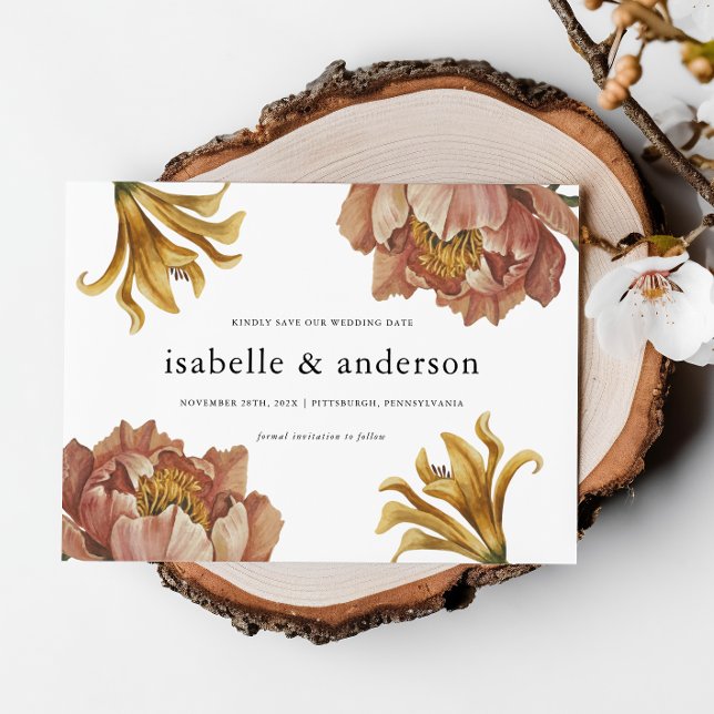 Save The Date Simple Chic Rustic Floral Mariage (Créateur téléchargé)