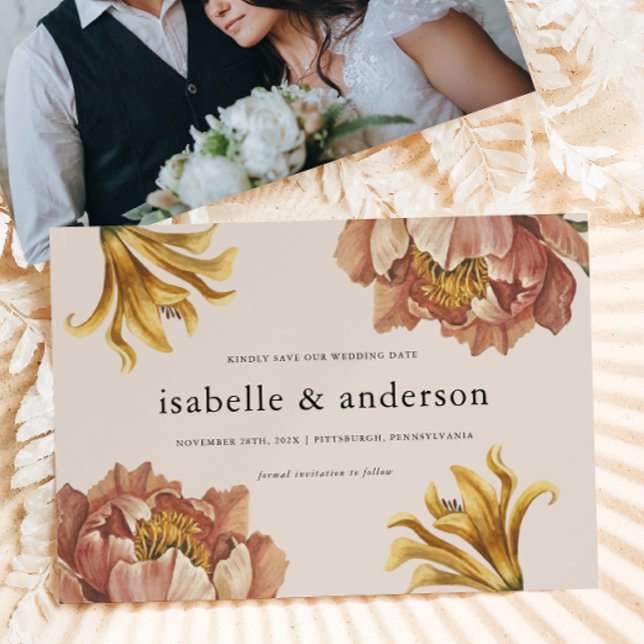 Save The Date Simple Chic Rustic Floral Mariage (Créateur téléchargé)