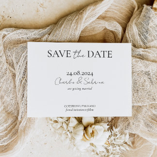 Save The Date Simple classique noir et blanc Enregistrer la date