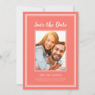 Save The Date Simple Coral Mariage photo Fiançailles moderne