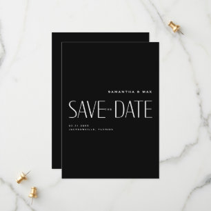 Save The Date Simple Couple B/W Monogramme moderne Enregistrer l