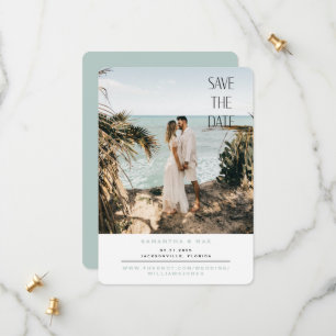 Save The Date Simple Couple Photo Seafoam Arrondi Enregistrer la