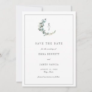 Save The Date Simple Couronne De Monogramme De Mariage Eucalyptu