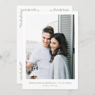 Save The Date Simple Delicate Floral Timeless Sage Green Photo