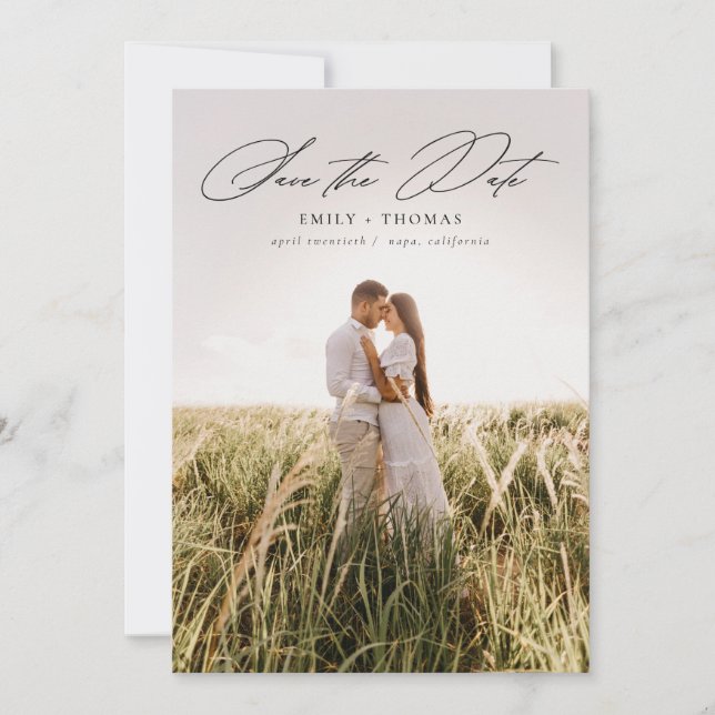 Save The Date Simple Design Calligraphie Photo Enregistrer La Da (Devant)