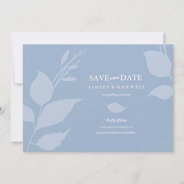 Save The Date Simple Dusty Blue Photo Enregistrer La Date (Devant)