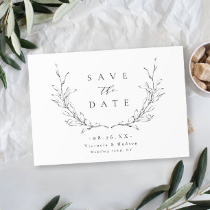 Save The Date Simple élégance blason botanique monogramme mariag