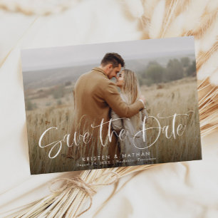 Save The Date Simple élégance Moderne Calligraphie Script Code Q