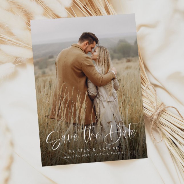 Save The Date Simple élégance Moderne Calligraphie Script Code Q (Créateur téléchargé)