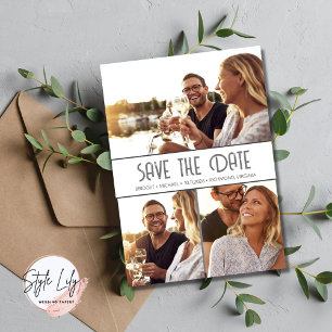 Save The Date Simple Elegant 3 Photo Mariage Enregistrer La Date