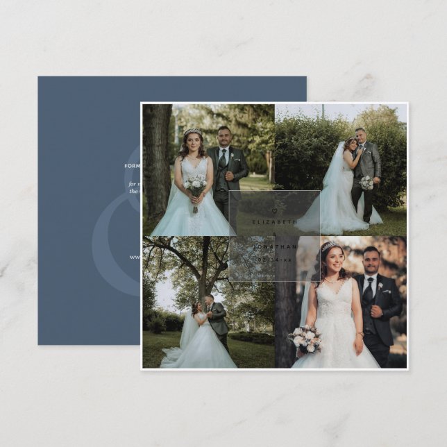 Save The Date Simple Elegant Dusty Blue Ampersand Mariage photo (Devant / Derrière)