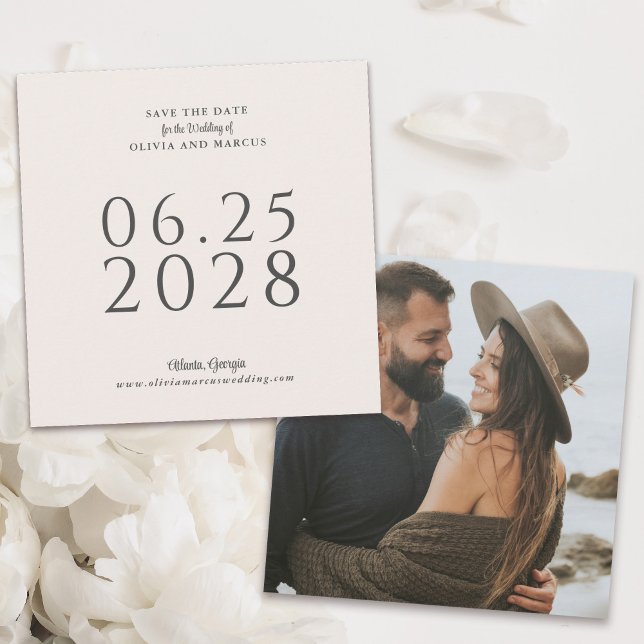 Save The Date Simple Elegant Ecru Carré Enregistrer la date et l (Créateur téléchargé)