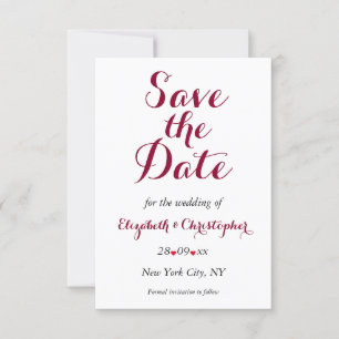Save The Date Simple Élégant Mariage Blanc Fiançailles