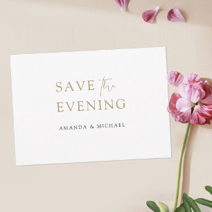 Save The Date Simple Elegant Modern Gold Enregistrer le soir