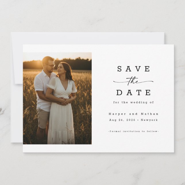 Save The Date Simple Elegant Modern Photo Wedding QR Code (Devant)
