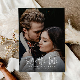 Save The Date Simple Elegant Moderne Calligraphie Photo
