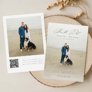 Save The Date Simple Élégant Moderne Mariage Photo Code QR