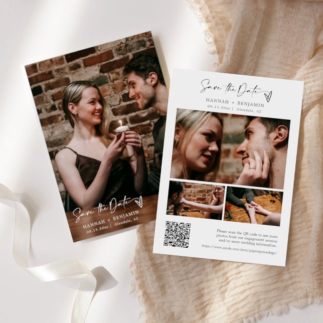 Save The Date Simple Elegant Moderne Minimaliste QR Code Photo (Créateur téléchargé)