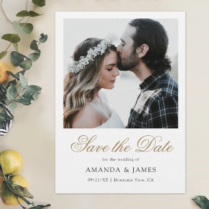 Save The Date Simple Elegant Moderne Script Or Photo personnalis