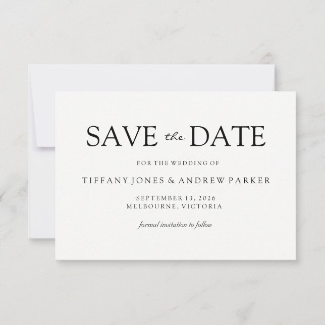 Save The Date Simple élégant moderne Script Wedding Enregistrer  (Devant)