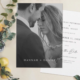 Save The Date Simple Elegant noir et blanc photo