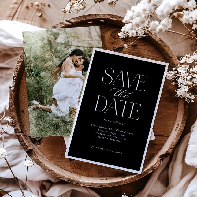 Save The Date Simple Elegant noir noir photo Script (Créateur téléchargé)