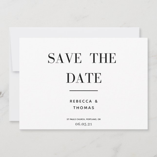 Save The Date simple élégant non photo enregistrer la date (Devant)
