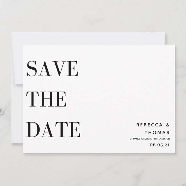 Save The Date simple élégant non photo enregistrer la date (Devant)