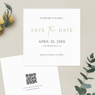 Save The Date Simple Élégant Or Sauvegarder la Date avec Code QR
