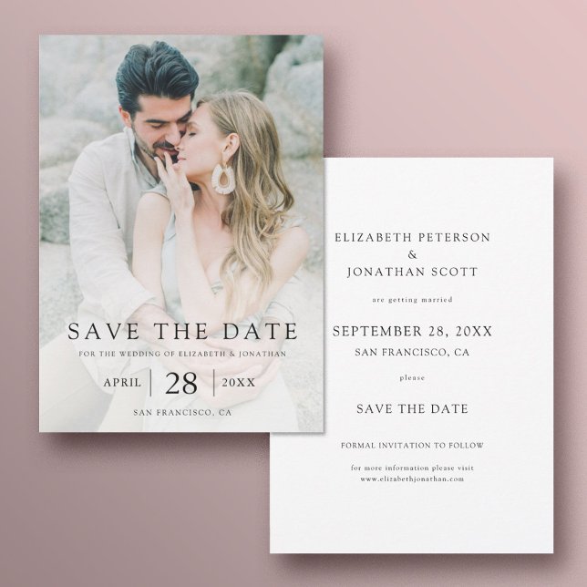 Save The Date Simple Élégant Personnalisé Mariage Photo Enregist (Créateur téléchargé)