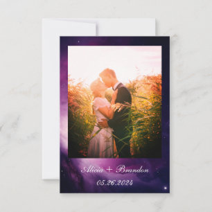 Save The Date Simple Elégant Photo Galaxy Céleste Texte Mariage