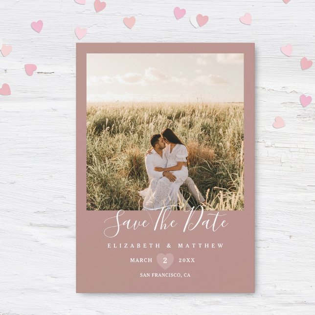 Save The Date Simple Elegant Rustic Couple Mariage photo (Créateur téléchargé)