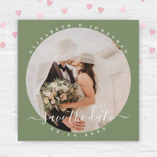 Save The Date Simple Elegant Sage Green Couple Mariage photo
