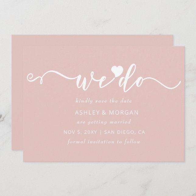 Save The Date Simple Élégant Script Coeur Bleu Nous Faisons (Devant / Derrière)