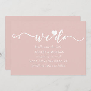 Save The Date Simple Élégant Script Coeur Bleu Nous Faisons