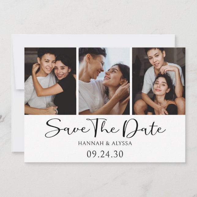 Save The Date Simple Élégant Script Photo LGBTQ (Devant)